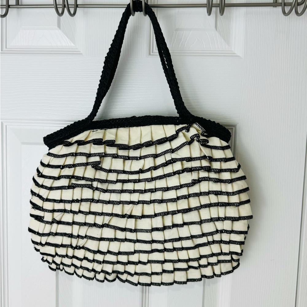 Vintage Purse Coquette Girl Black and White Ruffle Women's Bag